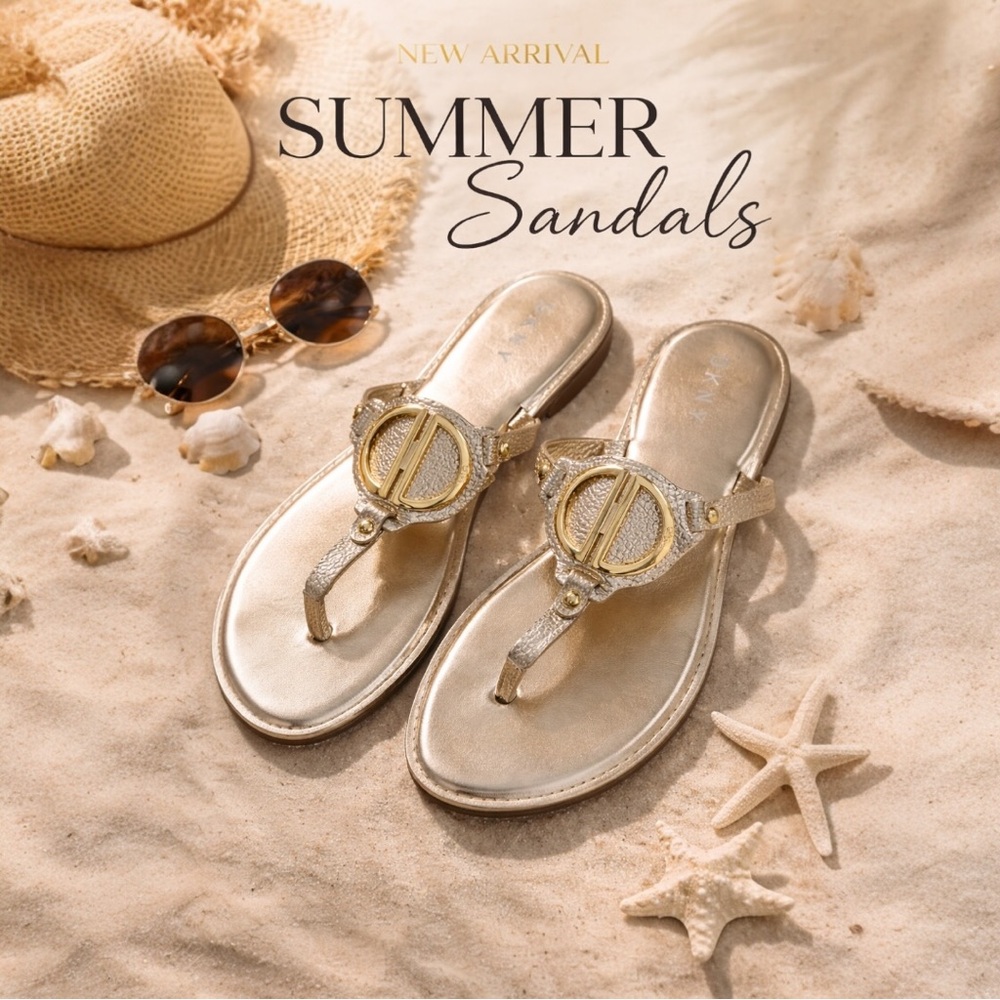 Gold Metallic DKNY Women's Sandals Sz 8.5